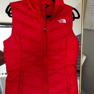 Red North face Puffer Vest Women’s Size S